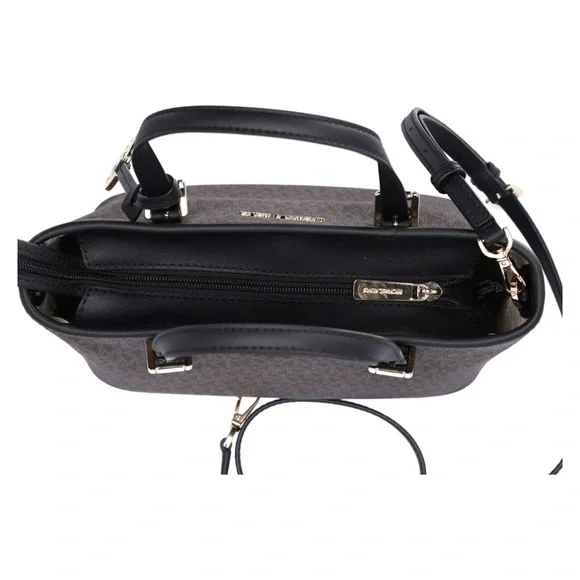 Michael Kors Jet Set XS Carryall Tote Crossbody Brown MK Logo Signature Black - Picture 8 of 11